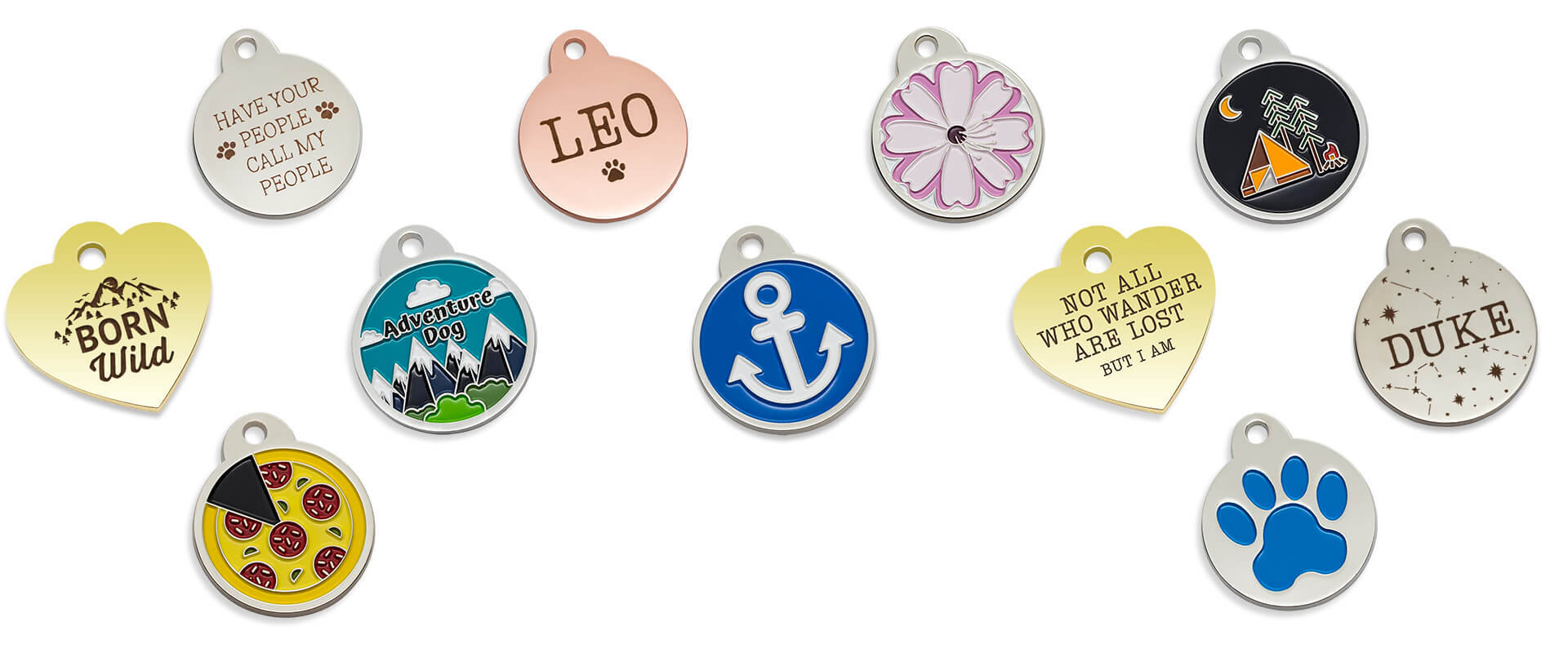 Assorted designer pet tags